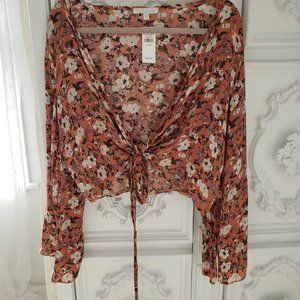 American Eagle Split Bell Sleeves Burnt Umber Tie One Size Fits All Line O/S